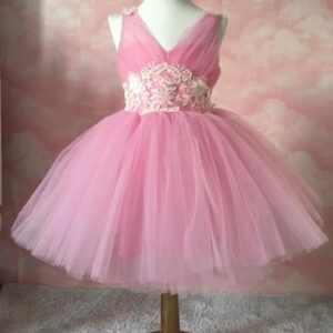 PINK DRESS WITH LACE & DETAILS